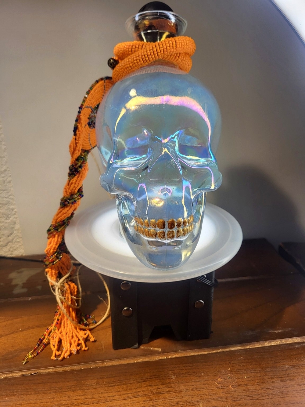 Glass Skull Bottle Decanter Halloween Decor Bar Decor / Sun People